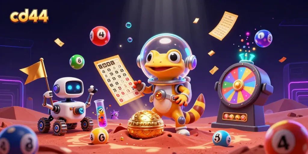 Engage in thrilling gaming adventures at cd44 with vibrant Martian casino scene illustration.