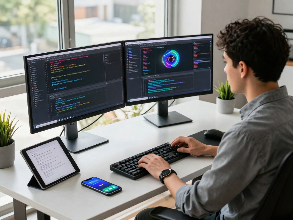 Developer coding in a modern workspace showcasing juicy ai technology and tools for productivity