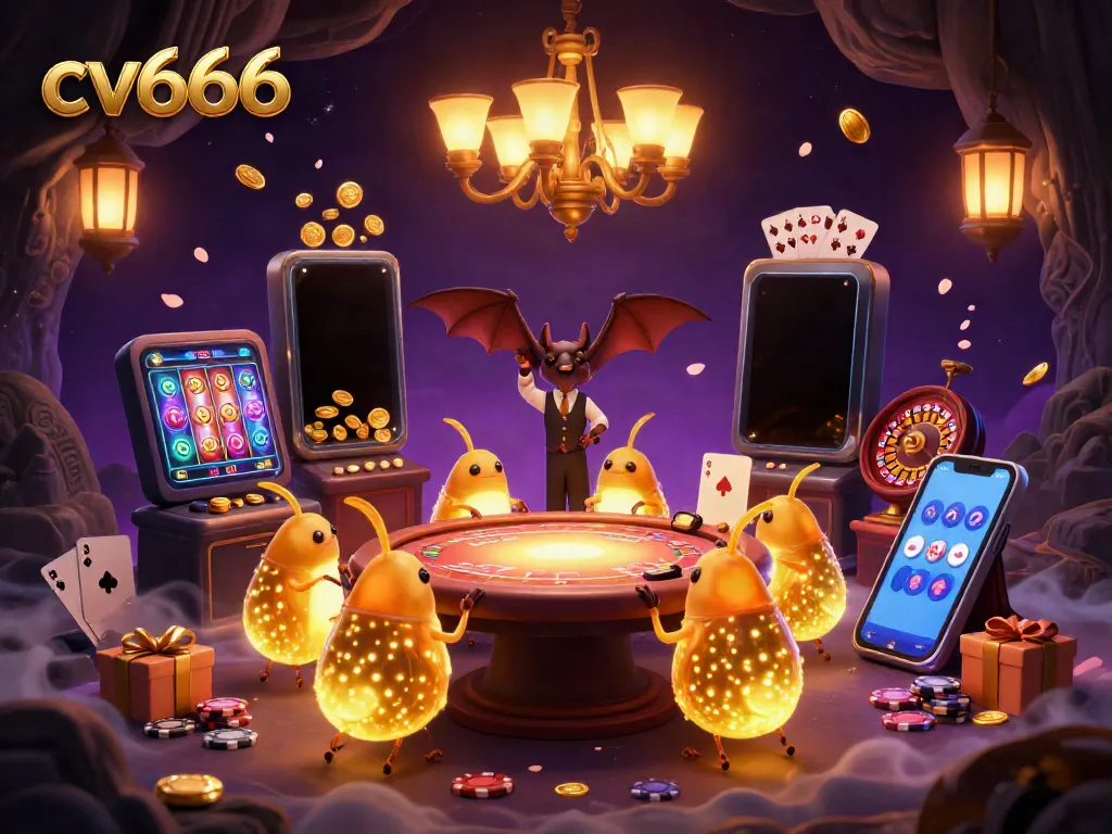 Experience the excitement of cv666 as glowworms illuminate a vibrant cave casino, bringing dynamic gaming to life.