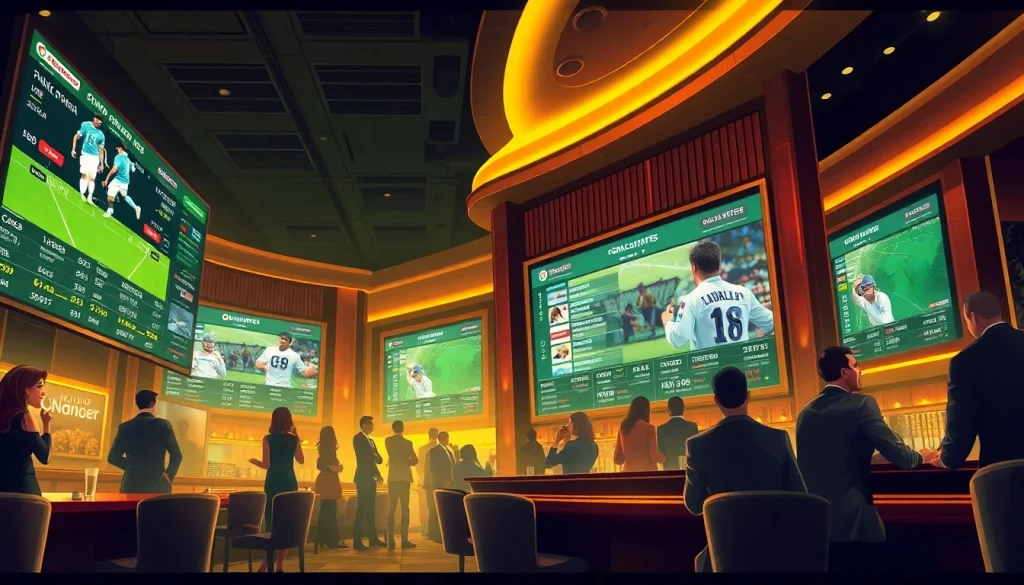 Dynamic sports betting scene featuring SV 88 action in a luxurious lounge.