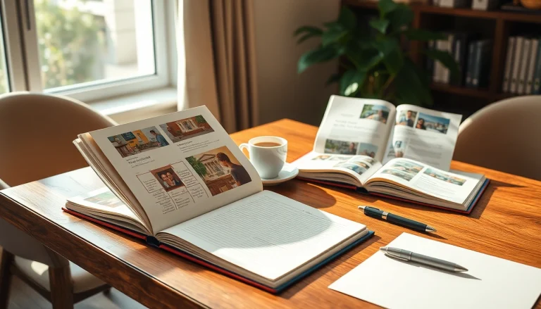 Discover vibrant custom printed notebooks showcasing unique designs and personalized features on a stylish wooden table.