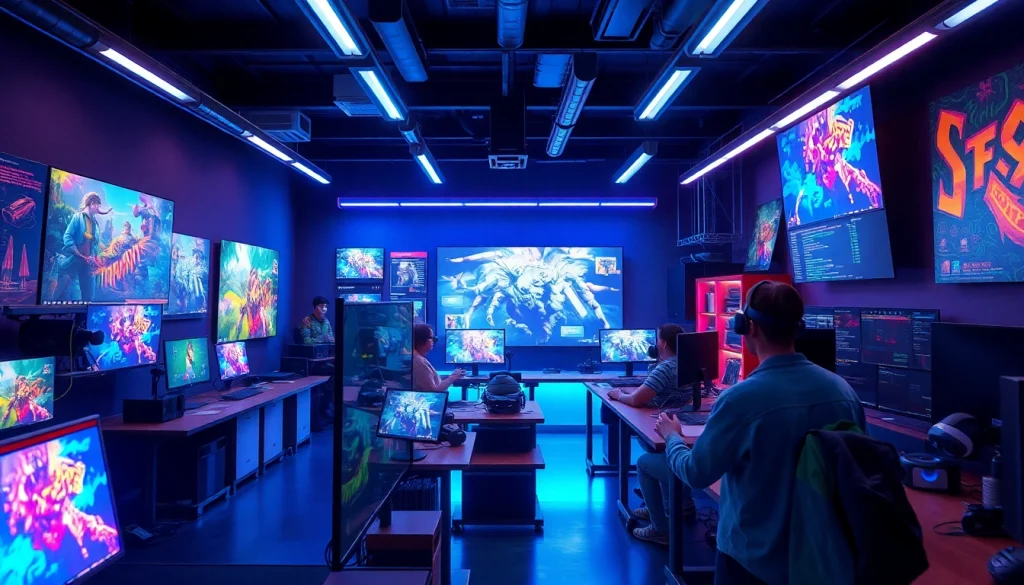 Collaborative workspace at game studios, showcasing innovation and creativity.