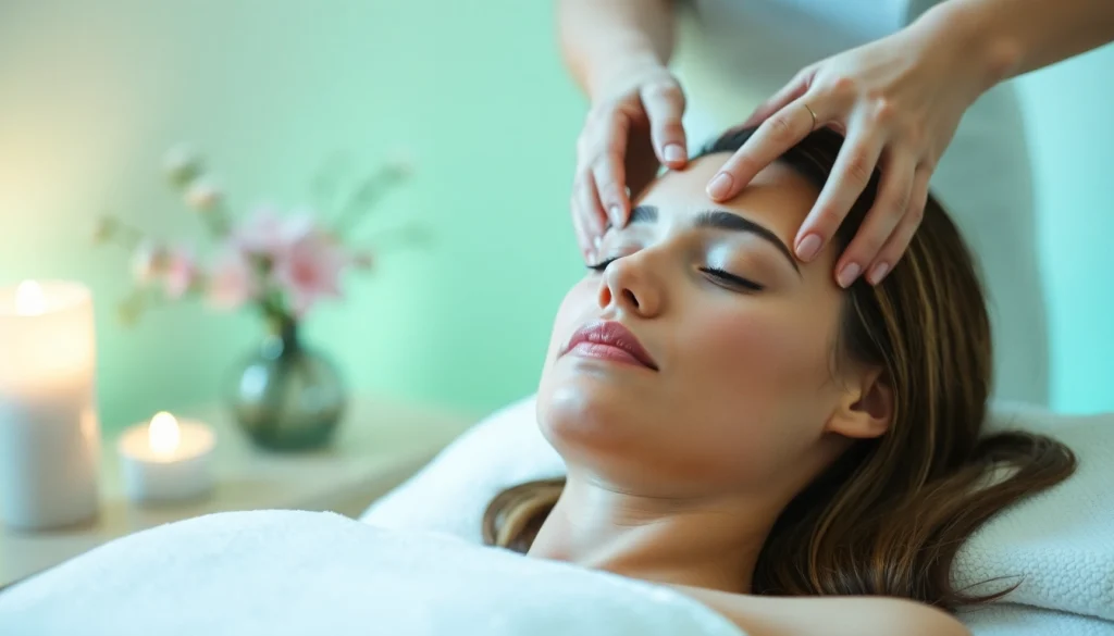 Experience luxurious tratament facial sibiu, featuring a serene woman immersed in a soothing spa treatment.