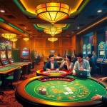 KJC casino scene showing excited players at table games and slot machines in a luxurious environment.