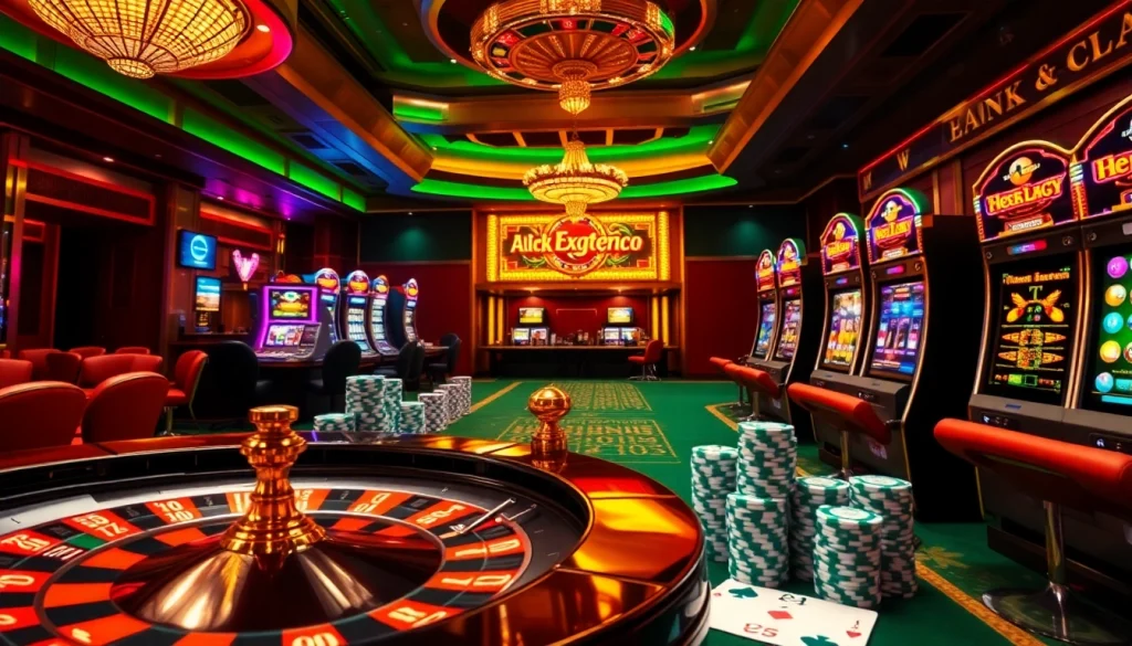 Engage with ingatbola at a vibrant casino scene featuring poker chips and a spinning roulette wheel.