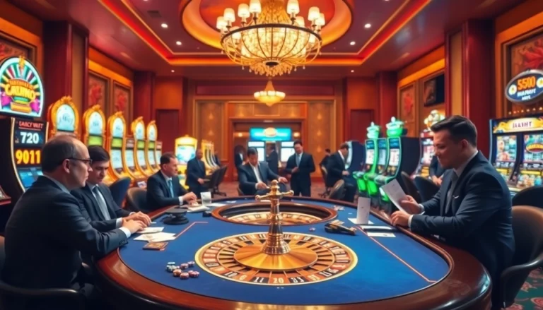 Players engage in exciting poker action at https://king88b.us.com/ featuring vibrant casino elements.