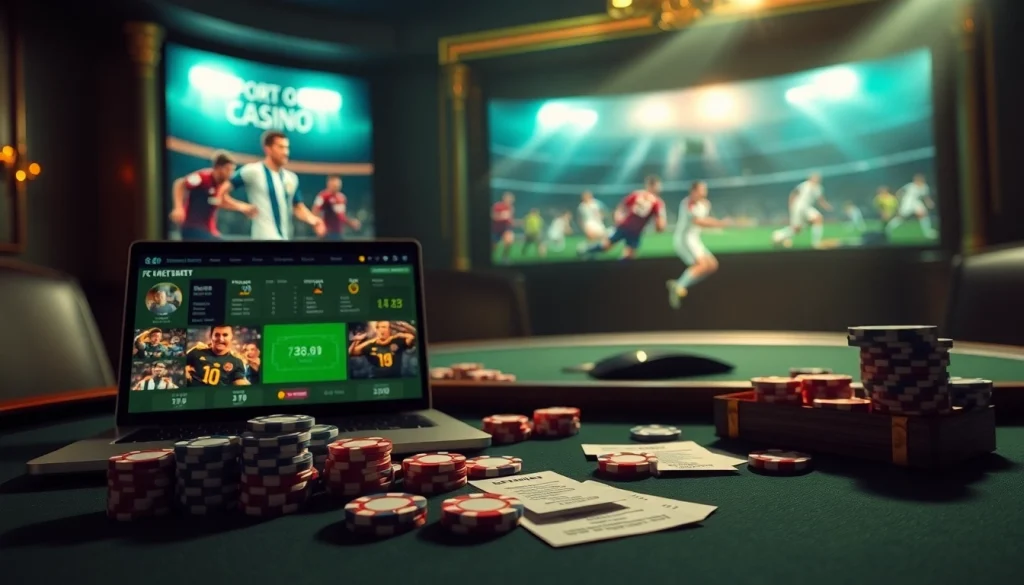 Active betting on ta88 bóng đá with a luxurious casino setting featuring a dynamic sports interface.