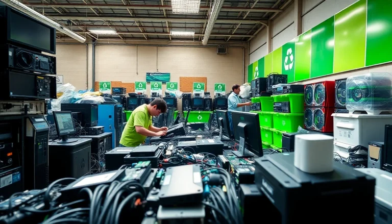 Engaging scene of free computer recycling process showing sustainable practices in action.