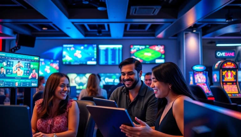 Users enjoying online betting at sbobet.dance with a modern interface and vibrant sports graphics.