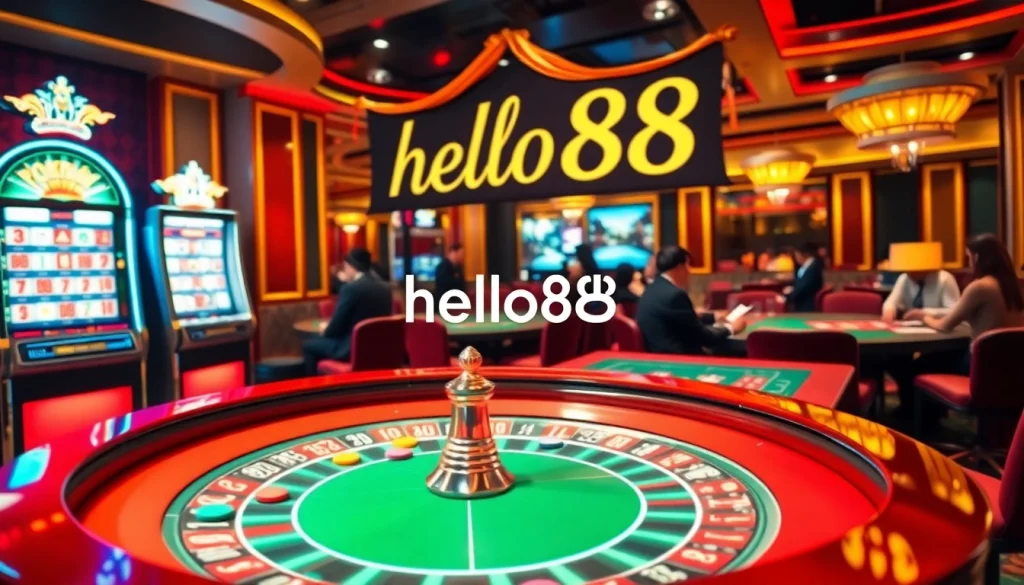 Experience excitement and high stakes at hello88 casino with vibrant tables and eager players.