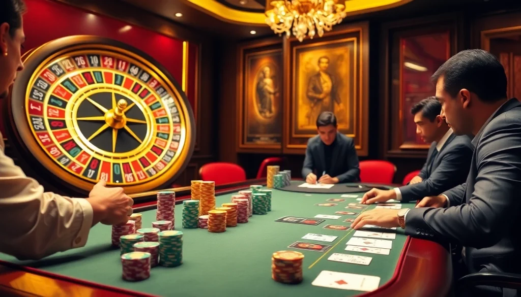 Engage in a thrilling poker game at a luxurious casino table, embodying the essence of 88i com excitement.