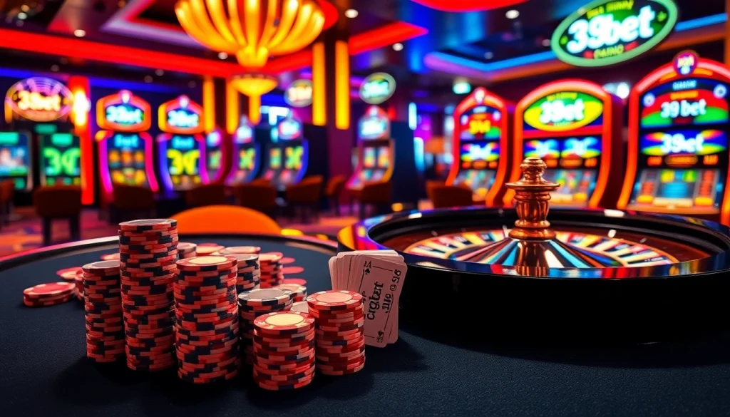 Excited players engage in high-stakes betting at a luxury casino, highlighting 39 bet.