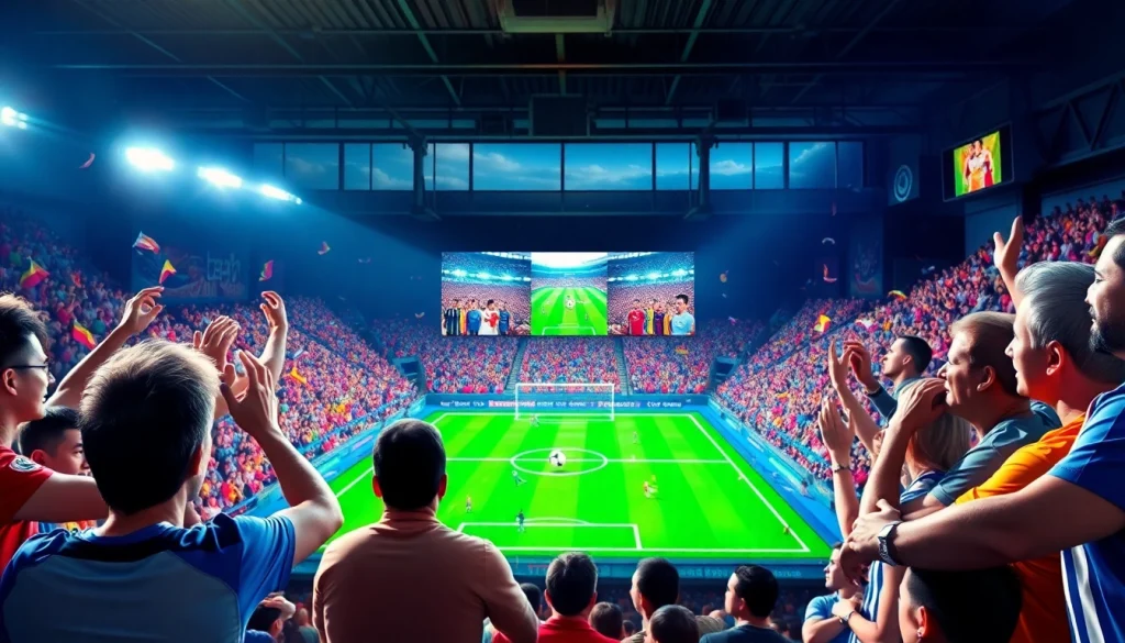 Thrilling live football streaming scene showcasing joemadfan.com viewers enjoying the match.