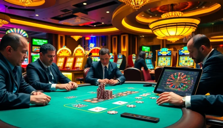 Betting excitement at https://okkingok.net/ with high-stakes poker and vibrant slot machines.