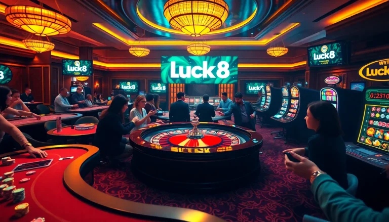 Players enjoying games at Luck8 Casino with vibrant tables and exciting action.
