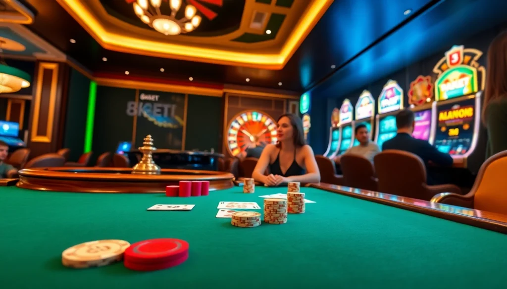 Experience the thrill of winning with 8KBET at a luxury casino table featuring poker chips and cards.