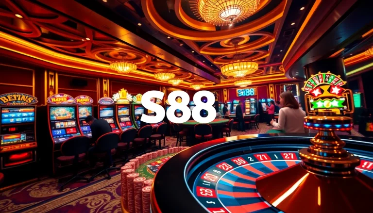 S88 casino players engaging in thrilling games at luxurious tables.