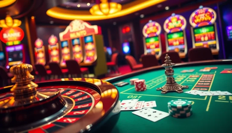 Exciting casino scene showcasing poker chips and a roulette wheel at 789winco.com.