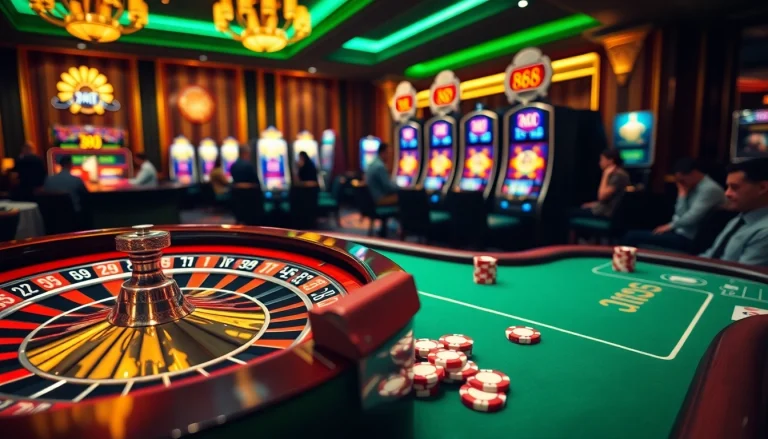 RR88 poker chips on a casino table create a vibrant atmosphere of excitement and high-stakes gambling.