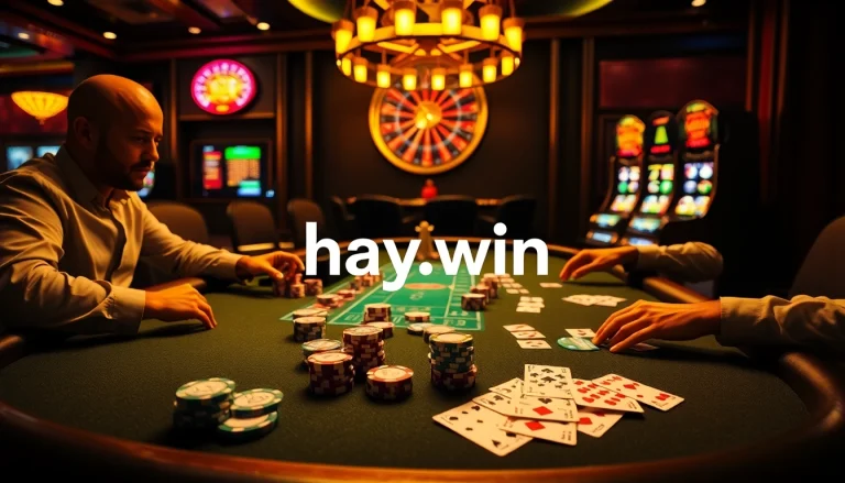Engaged players at a luxurious casino table, capturing the thrill of gaming at hay.win.
