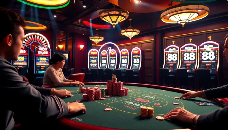 Play poker and enjoy slot machines like Big88 in a vibrant casino environment filled with excitement.