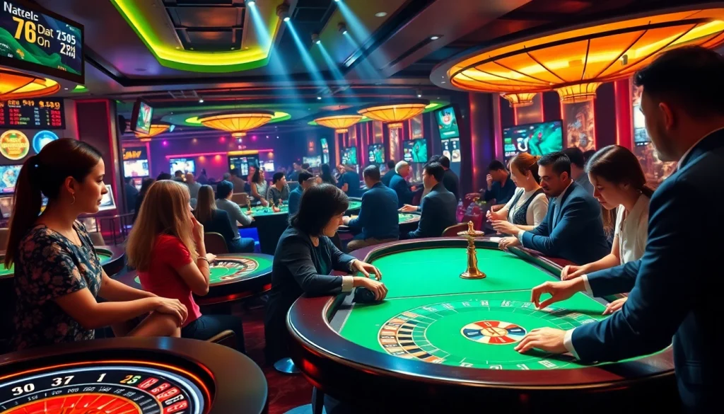 Experience the vibrant energy of luck8win.live with diverse players in a modern casino setting.
