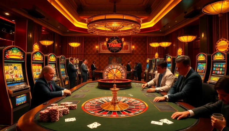 Experience thrilling gameplay at LuckyWin, with vibrant poker tables and exciting slot machines.