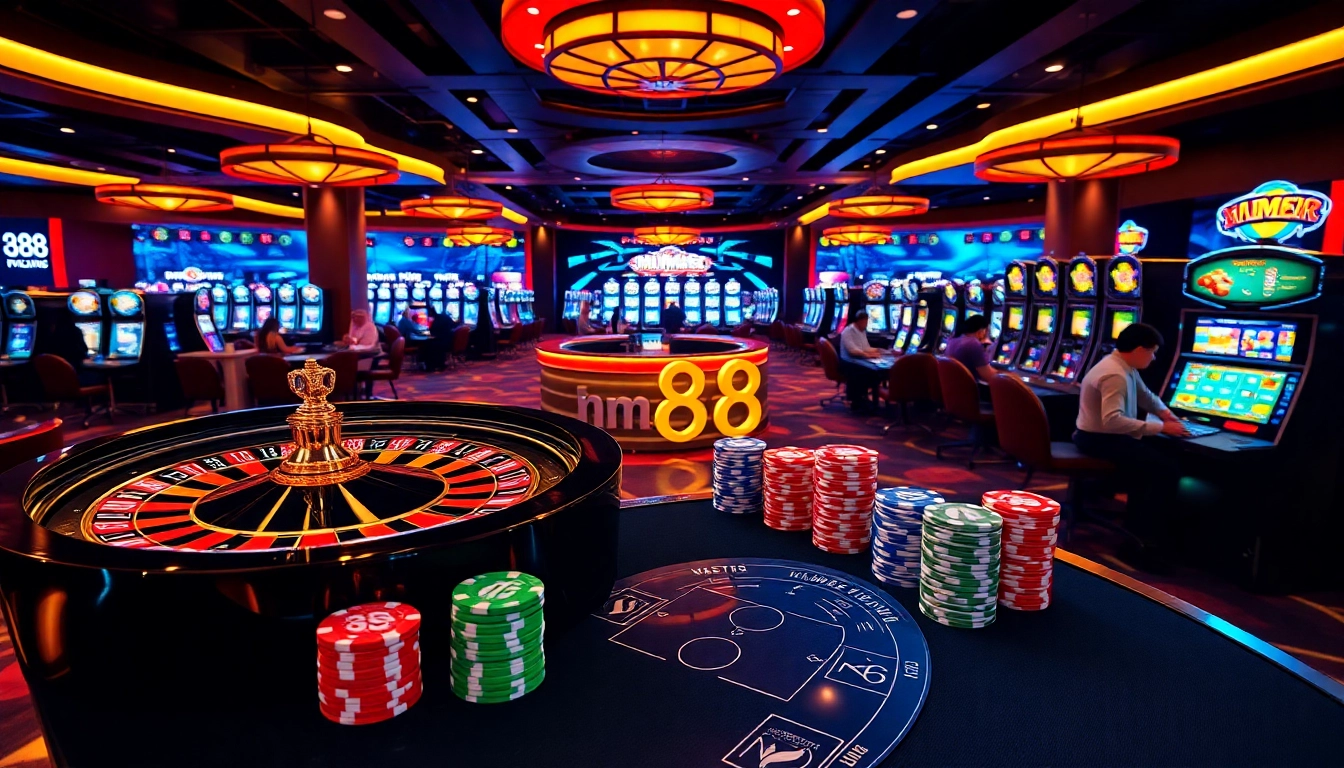 Experience the excitement of online gambling on mm88.com with vibrant casino visuals and engaging gameplay.