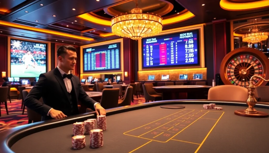 Betting action on Kèo Bóng Đá at a high-stakes casino, showing excitement and luxury.