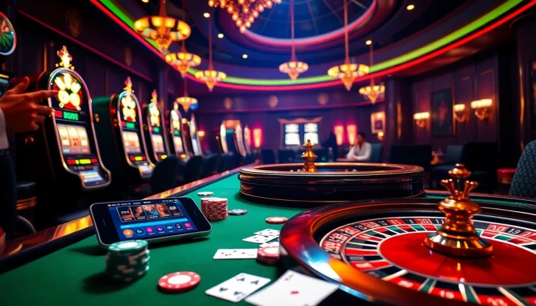 Experience luxury gaming at https://soibet.vision/ featuring poker and roulette tables, vibrant slot machines, and online betting.