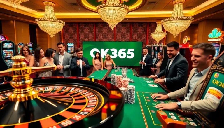 Players engaging in thrilling casino activities at OK365 platform with vibrant games and excitement.