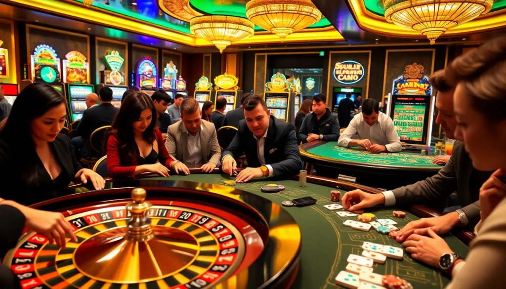 Experience the thrill of online gambling at mb66-th.com with an exciting casino environment featuring table games and slots.