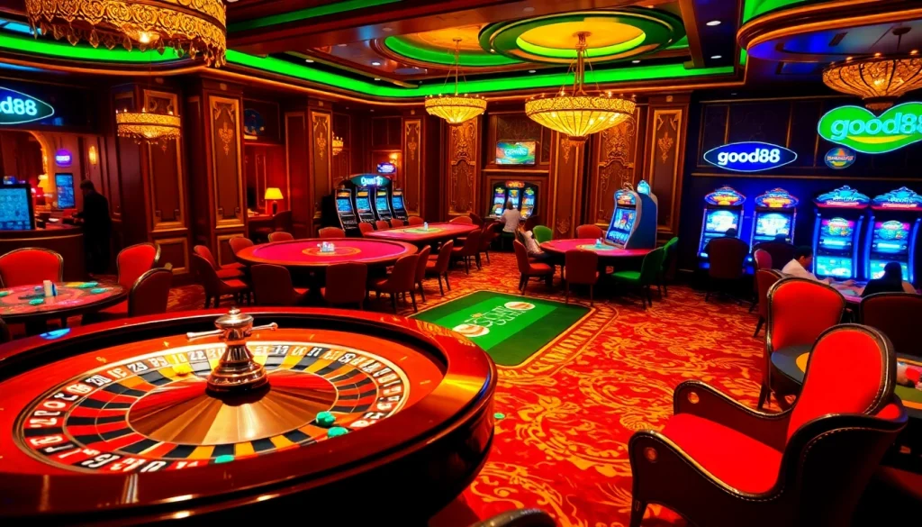 Players rejoice at a lively casino table in good88, soaking in the thrill of the game.