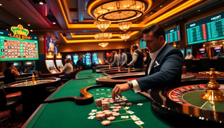 Experience FB88 with players enjoying luxury casino games under warm lighting.