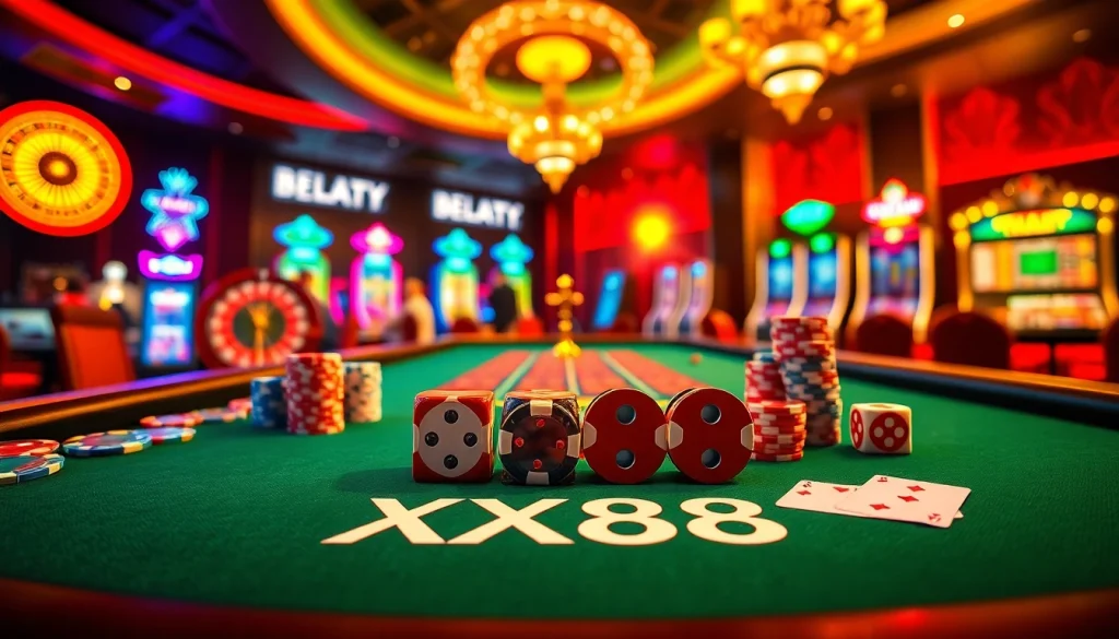 Experience the excitement of XX88 at a luxury casino table with cards and chips.