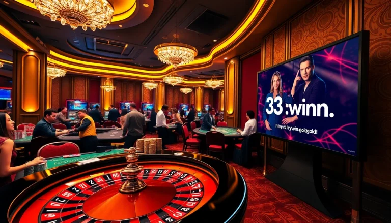Experience the thrill of high-stakes gambling at http://33winn.gold/ featuring poker games and a roulette wheel.