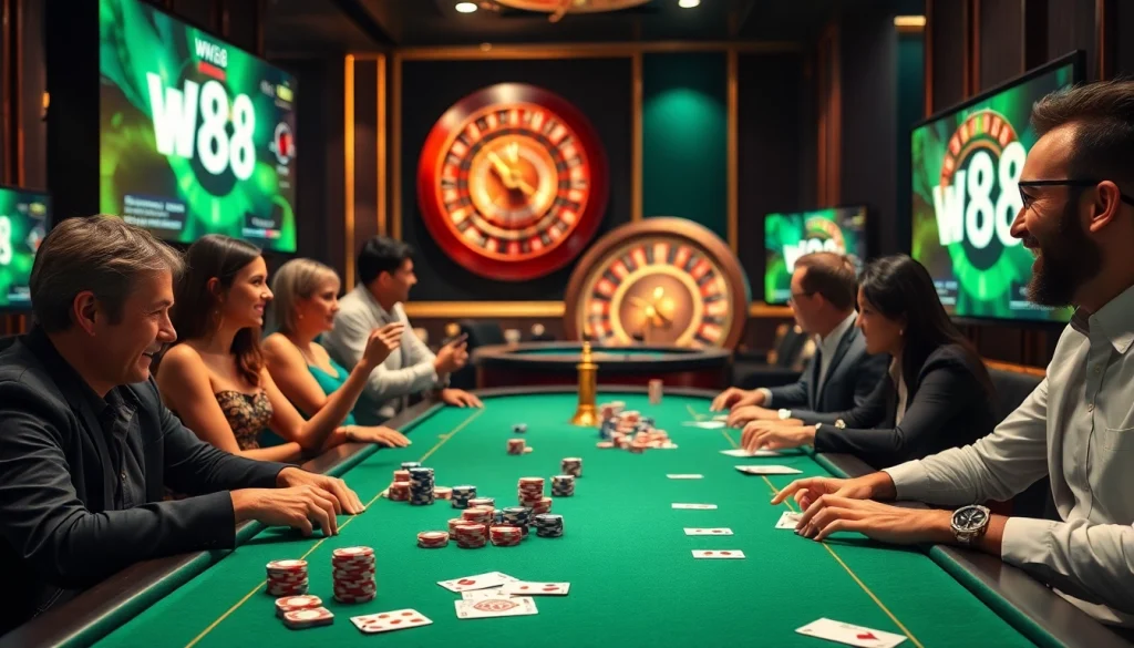 Experience thrilling gameplay at ww88 with vibrant casino tables and excited players.