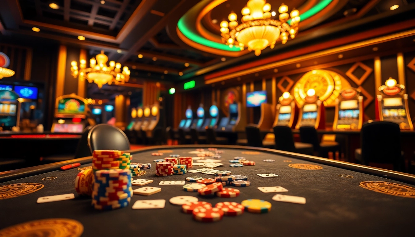 Experience thrilling gameplay at xocdia88 with vibrant casino games featuring colorful chips and cards.