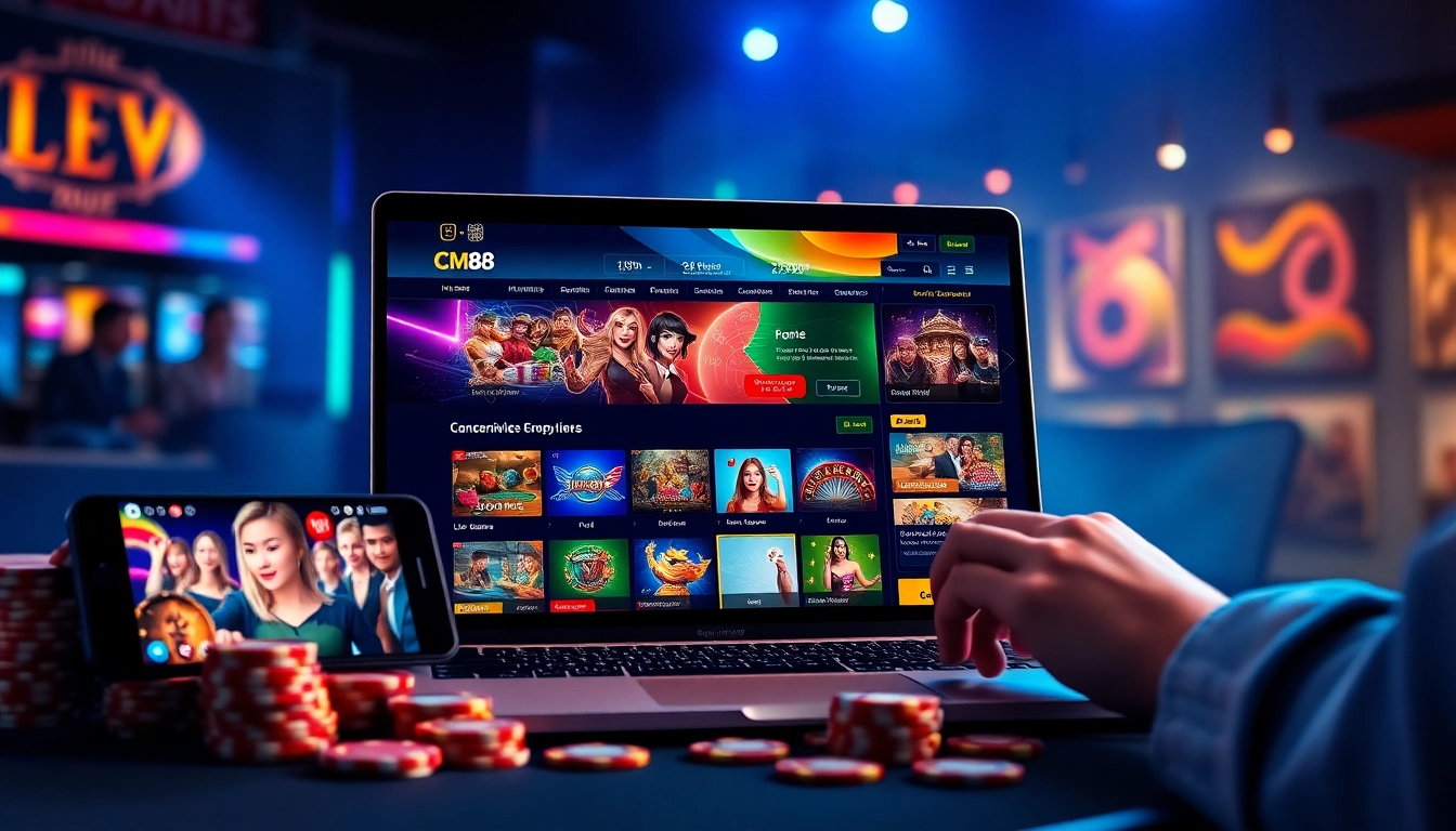 CM 88 online gambling experience with vibrant interface, gaming highlights, and user engagement.