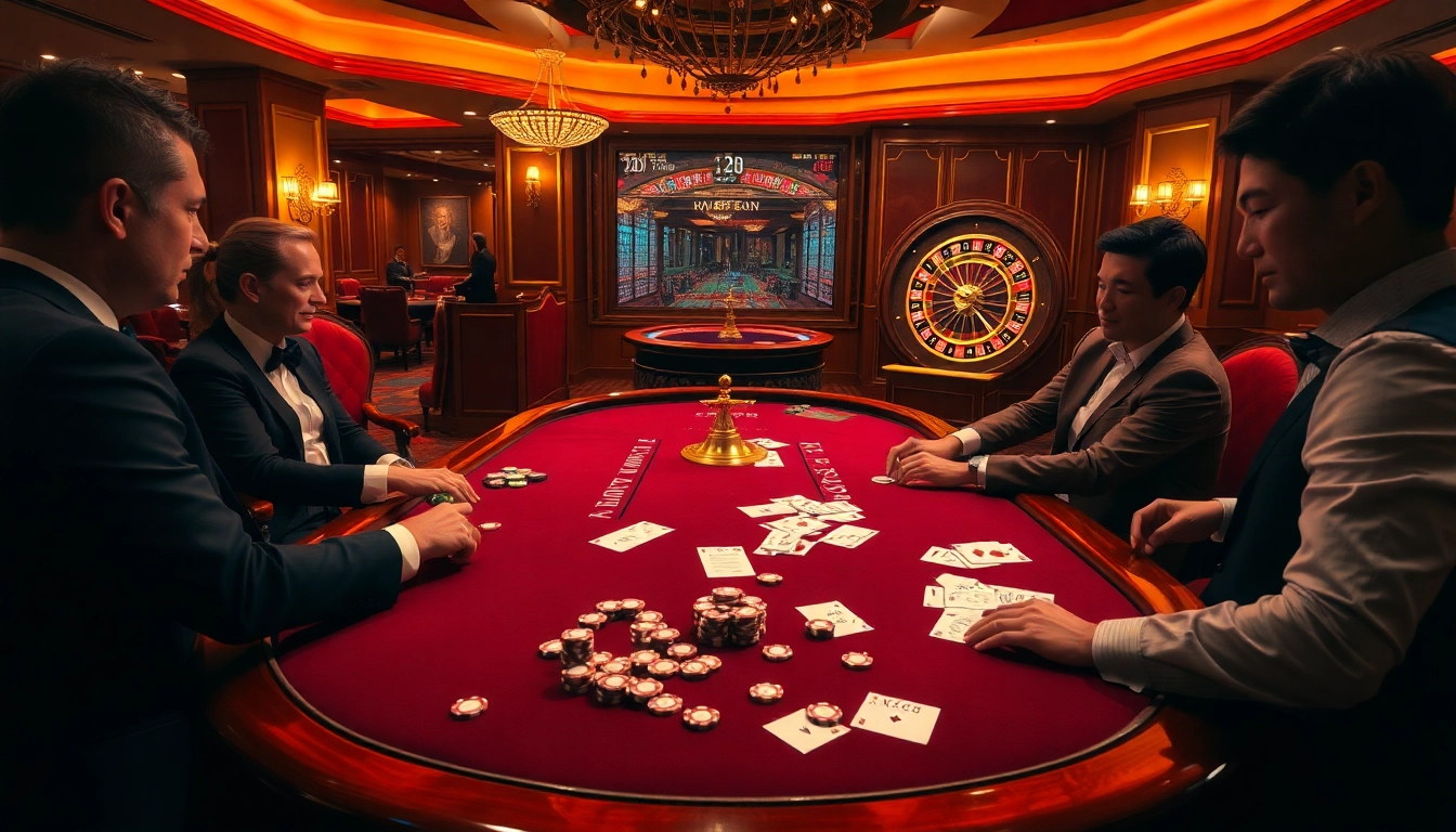 Players at a high-stakes poker table enjoying the thrill of XXGG casino gaming experience.