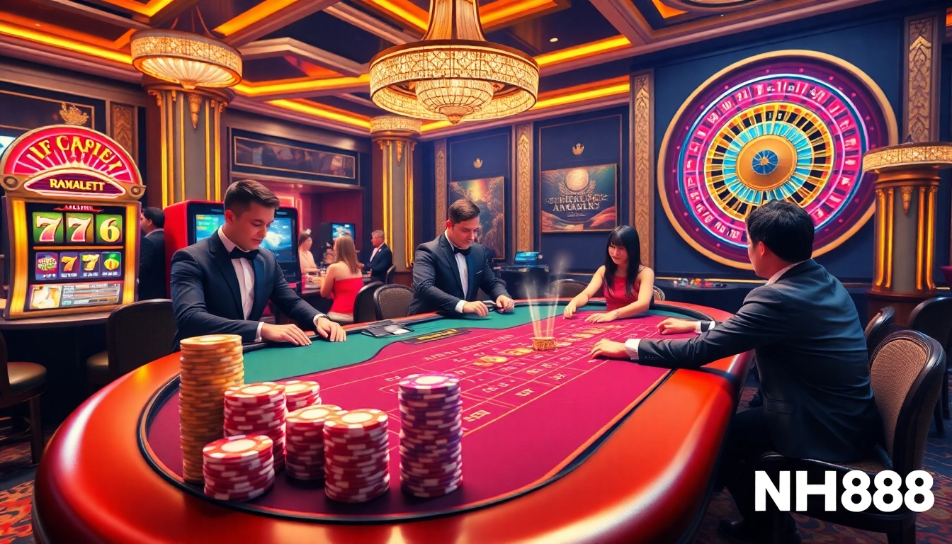 Experience the excitement of NH88 with vibrant casino elements and professional gameplay.