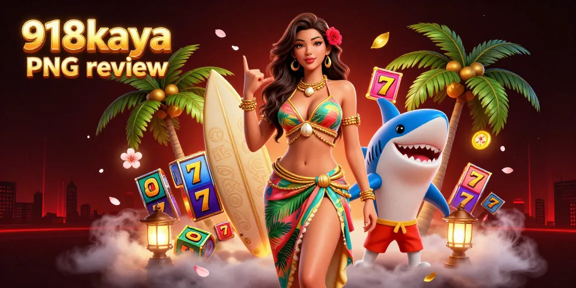 918kaya PNG review featuring a vibrant 3D scene with slots and an engaging atmosphere for online gaming.