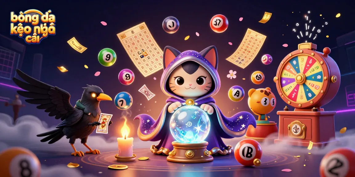 Engage in bóng đá kèo nhà cái with a mystical cat, raven, and vibrant gambling elements.