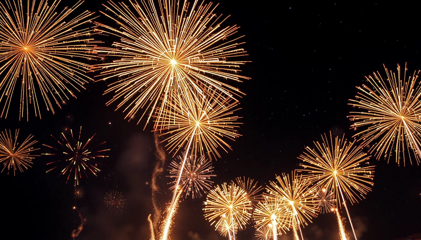 Witness dazzling diamond fireworks shimmering brightly against a night sky.