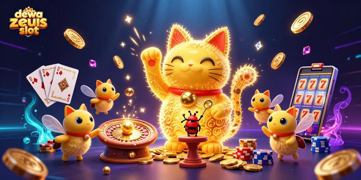 Experience thrilling wins with dewa zeus slot in this vibrant 3D casino scene filled with luck and excitement.