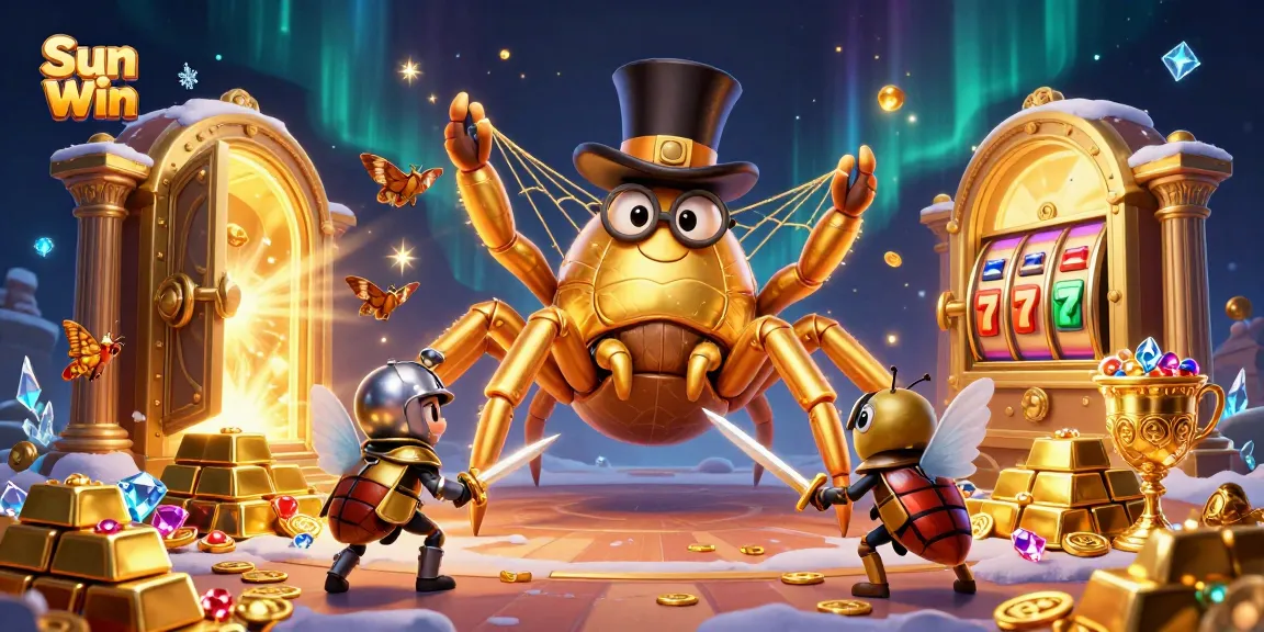 Experience thrilling gameplay with Sun Win while a golden tarantula weaves a web of luck at the casino.
