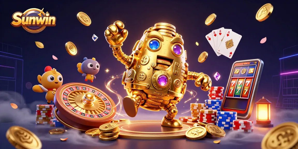 Experience thrilling gaming at Sunwin with vibrant visuals and engaging casino scenes full of gold.